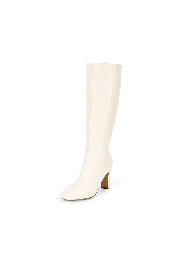Women's Knee High Boots, Round Toe Block High Heel Dress Boots