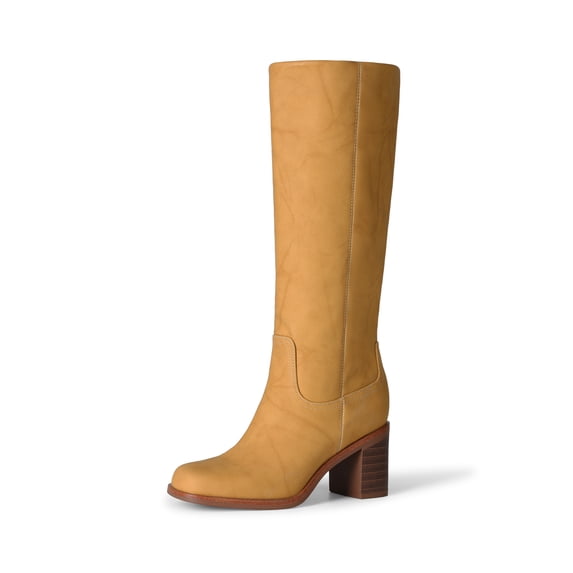 DREAM PAIRS Women's Knee-High Boots, Square Toe Chunky Block Heel Tall Boots, Fashion Dressy Boots for Fall and Winter