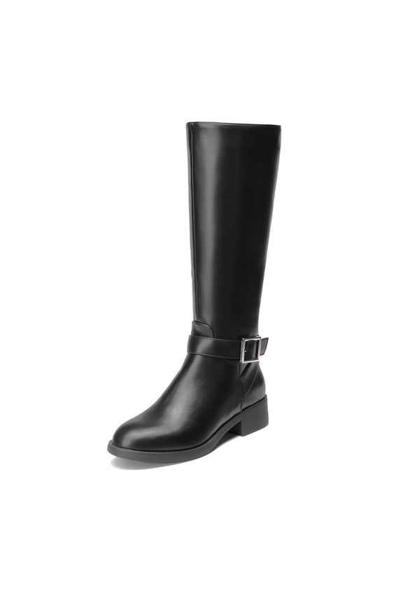 Women's Knee High Riding Boots Comfortable Low Chunky Heel Boots Side Zipper Round Toe Casual Classic Ranching Boots