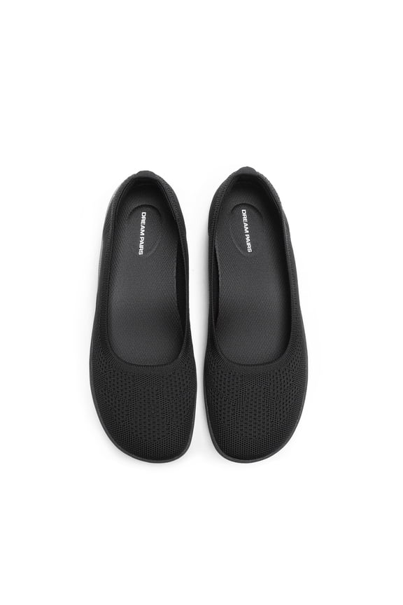 Women's Knit Ballet Flats with Arch Support Comfortable Wide Toe Box Barefoot Shoes Washable Round Toe Slip-On Flats for Travel