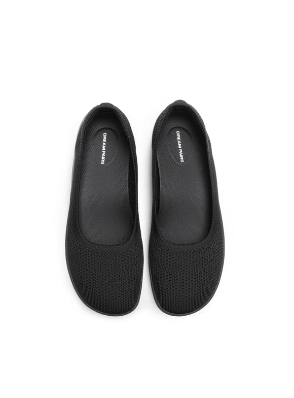 Women's Knit Ballet Flats with Arch Support Comfortable Wide Toe Box Barefoot Shoes Washable Round Toe Slip-On Flats for Travel