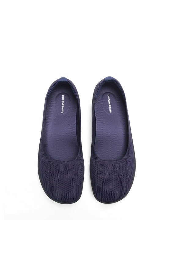Women's Knit Ballet Flats with Arch Support Comfortable Wide Toe Box Barefoot Shoes Washable Round Toe Slip-On Flats for Travel