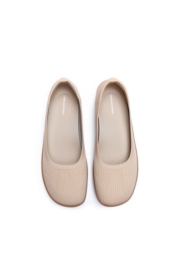 Women's Knit Ballet Flats with Arch Support Comfortable Wide Toe Box Barefoot Shoes Washable Round Toe Slip-On Flats for Travel