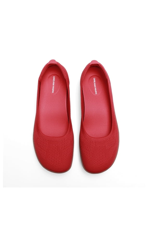 Women's Knit Ballet Flats with Arch Support Comfortable Wide Toe Box Barefoot Shoes Washable Round Toe Slip-On Flats for Travel