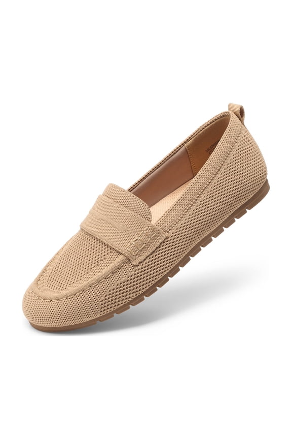 Women's Knit Loafers Comfortable Arch Support Walking Shoes Lightweight Breathable Casual Slip-on Flats