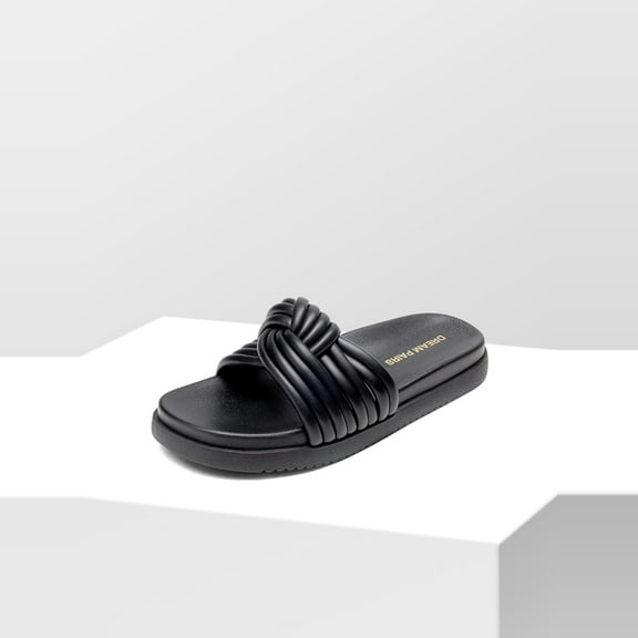 DREAM PAIRS Women's Knotted Slide Sandals – Comfortable Slip-On Summer Flat Sandals