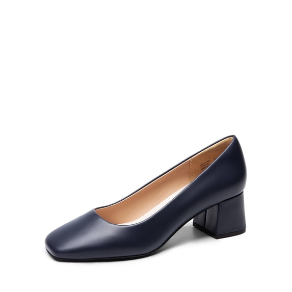 DREAM PAIRS Women's Low Chunky Heels Square Toe Pumps Comfortable Slip On Dress Shoes Wedding Party Office Shoes