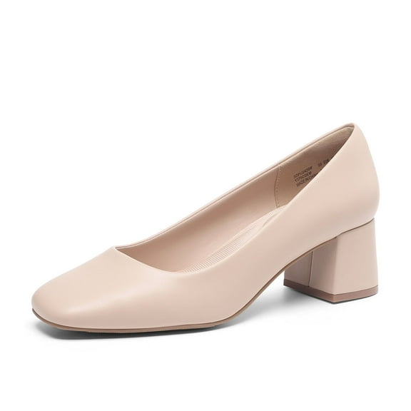 DREAM PAIRS Women's Low Chunky Heels Square Toe Pumps Comfortable Slip On Dress Shoes Wedding Party Office Shoes