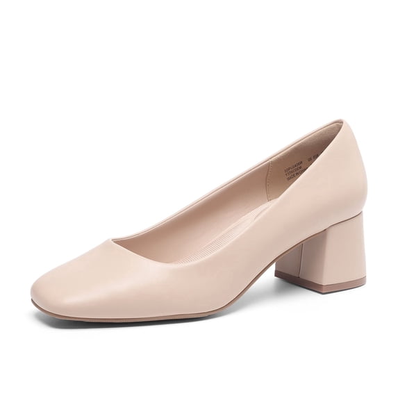 DREAM PAIRS Women's Low Chunky Heels Square Toe Pumps Comfortable Slip On Dress Shoes Wedding Party Office Shoes