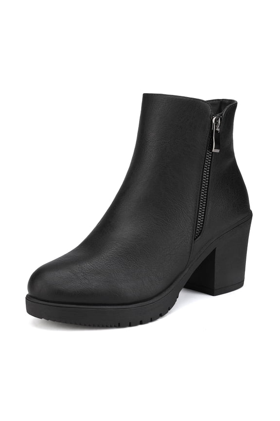Women's Low Heel Chunky Ankle Boots Winter Shoes