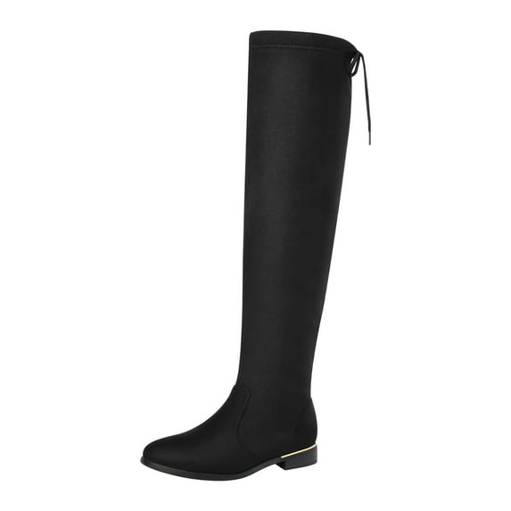 DREAM PAIRS Women's Low Heel Thigh High Over The Knee Flat Winter Boots UPLAND BLACK Size 11