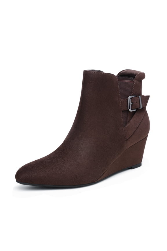 Women's Low Heel Wedge Ankle Booties Fall Short Boots