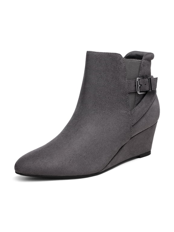 Women's Low Heel Wedge Ankle Booties Fall Short Boots