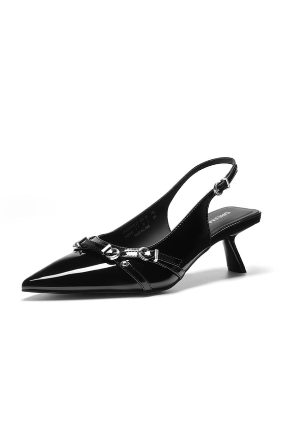 Women’s Low Kitten Heels Slingback Pointed Toe Dress Pumps for Wedding, Party & Casual Wear
