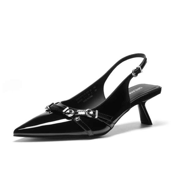 DREAM PAIRS Women’s Low Kitten Heels Slingback Pointed Toe Dress Pumps for Wedding, Party & Casual Wear