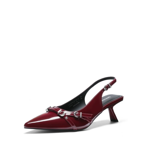 DREAM PAIRS Women’s Low Kitten Heels Slingback Pointed Toe Dress Pumps for Wedding, Party & Casual Wear
