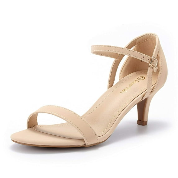 DREAM PAIRS Women's Low Stilettos Heel Sandals Ankle Strap Work Dress Shoes LEXII NUDE/NUBUCK Size 7.5