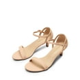 thumbnail image 1 of BURUDANI Women's Low Stilettos Heel Sandals Ankle Strap Work Dress Shoes NUDE/NUBUCK Size 9, 1 of 7