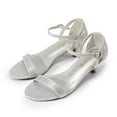 thumbnail image 1 of BURUDANI Women's Low Stilettos Heel Sandals Ankle Strap Work Dress Shoes SILVER/GLITTER Size 9, 1 of 7