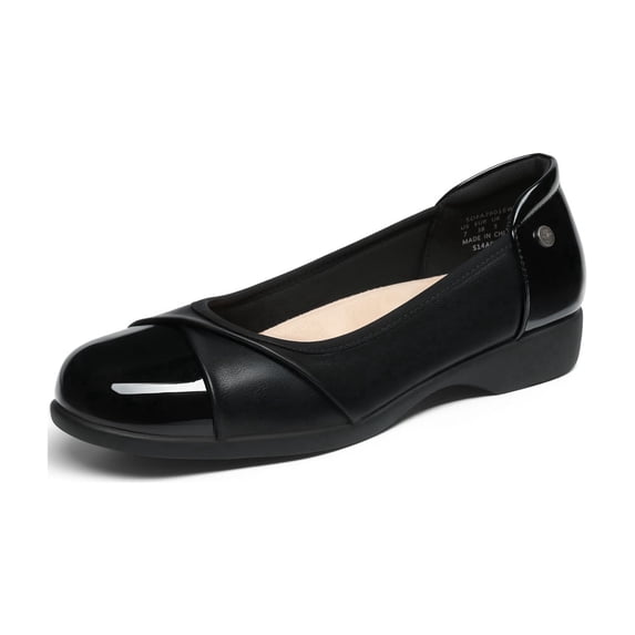 DREAM PAIRS Women's Low Wedge Comfort Flats Professional Slip-On Walking Shoes with Arch Support Flexible Non-Slip Work Shoes