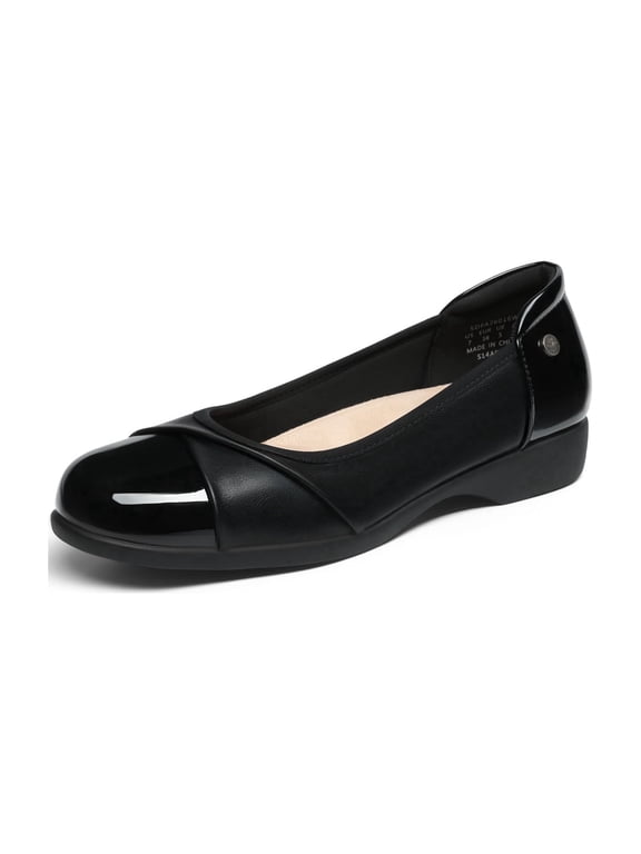 Women's Low Wedge Comfort Flats Professional Slip-On Walking Shoes with Arch Support Flexible Non-Slip Work Shoes