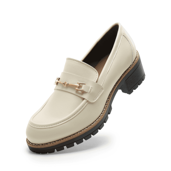 BURUDANI Women’s Platform Loafers Trendy Slip-On Shoes with Chunky Soles for Work & Casual Outfits