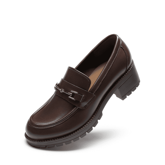 BURUDANI Women’s Platform Loafers Trendy Slip-On Shoes with Chunky Soles for Work & Casual Outfits