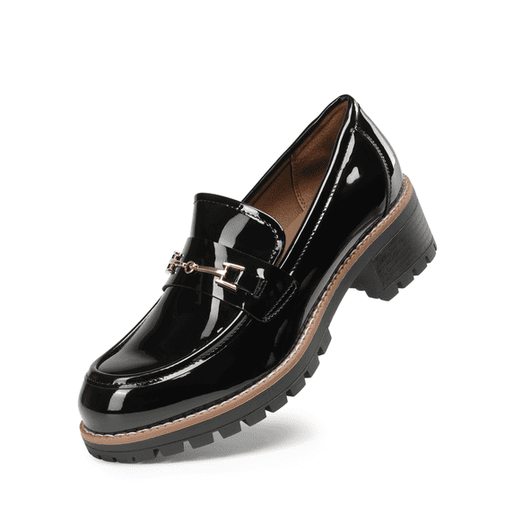 DREAM PAIRS Women’s Platform Loafers Trendy Slip-On Shoes with Chunky Soles for Work & Casual Outfits