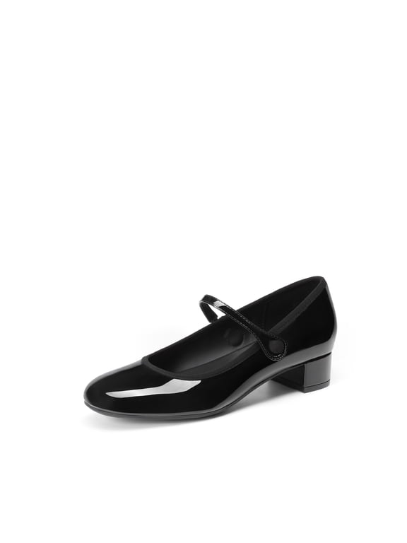 Women's Mary Jane Chunky Low Heels Comfortable Slip on Dress Shoes for Women Closed Round Toe Casual Cute Work Pumps Flats Shoes