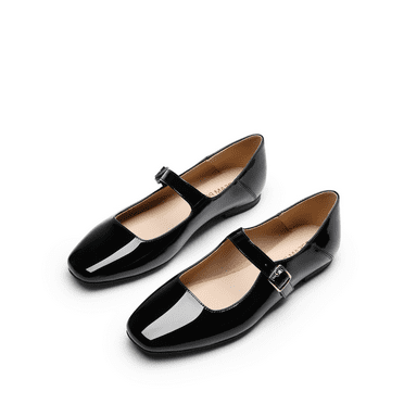 BURUDANI Women's Mary Jane Flats Square Toe Comfortable Casual Slip On Dress Shoes Ballet Flats with Buckle Strap