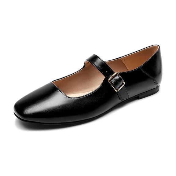 DREAM PAIRS Women's Mary Jane Flats Square Toe Comfortable Casual Slip On Dress Shoes Ballet Flats with Buckle Strap