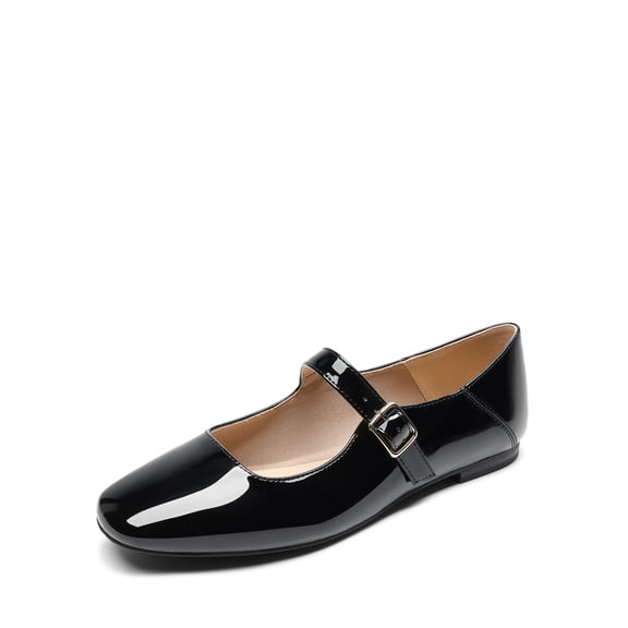 DREAM PAIRS Women's Mary Jane Flats Square Toe Comfortable Casual Slip On Dress Shoes Ballet Flats with Buckle Strap
