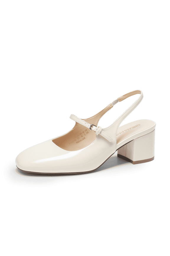 Women's Mary Jane Low Chunky Heels Slingback Closed Square Toe Dress Shoes Wedding Party Work Office Pumps Shoes