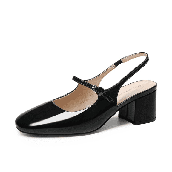 DREAM PAIRS Women's Mary Jane Low Chunky Heels Slingback Closed Square Toe Dress Shoes Wedding Party Work Office Pumps Shoes