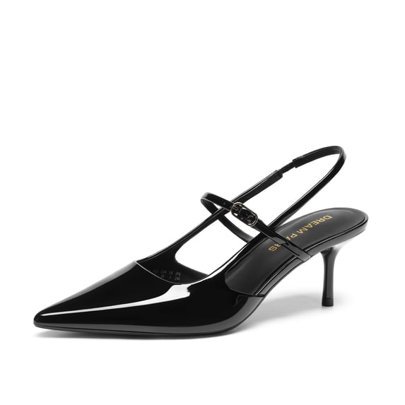 DREAM PAIRS Women's Mary Jane Slingback Kitten Heels 2.36" Kitten Heel, Closed Pointed Toe, Mary Jane Slingbacks, 4mm High-resilience Insole