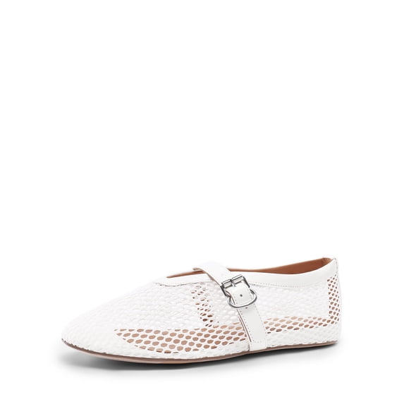 DREAM PAIRS Women's Mesh Ballet Flats Dressy Round Toe Comfortable Mary Jane Flat Shoes With Buckle Strap
