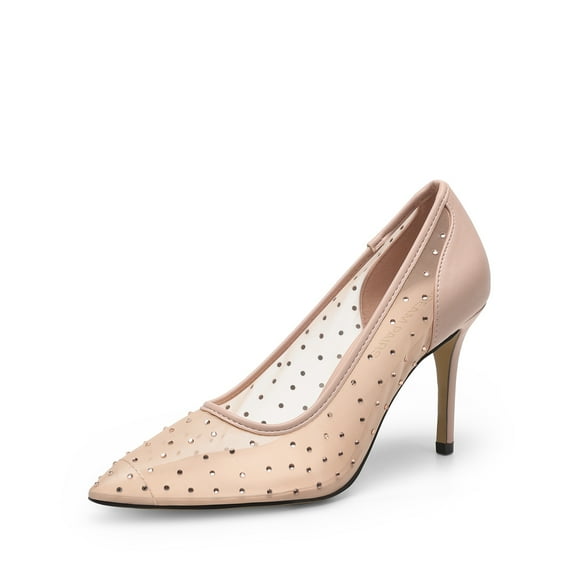 DREAM PAIRS Women’s Mesh Polka Dot Stiletto Pumps