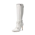 thumbnail image 1 of DREAM PAIRS Women's Metallic Stiletto Heeled Knee High Boots Sexy Fashion Pointed Toe Dress Boots with Stud and Zipper Tassel, 1 of 7