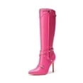 thumbnail image 1 of DREAM PAIRS Women's Metallic Stiletto Heeled Knee High Boots Sexy Fashion Pointed Toe Dress Boots with Stud and Zipper Tassel, 1 of 7