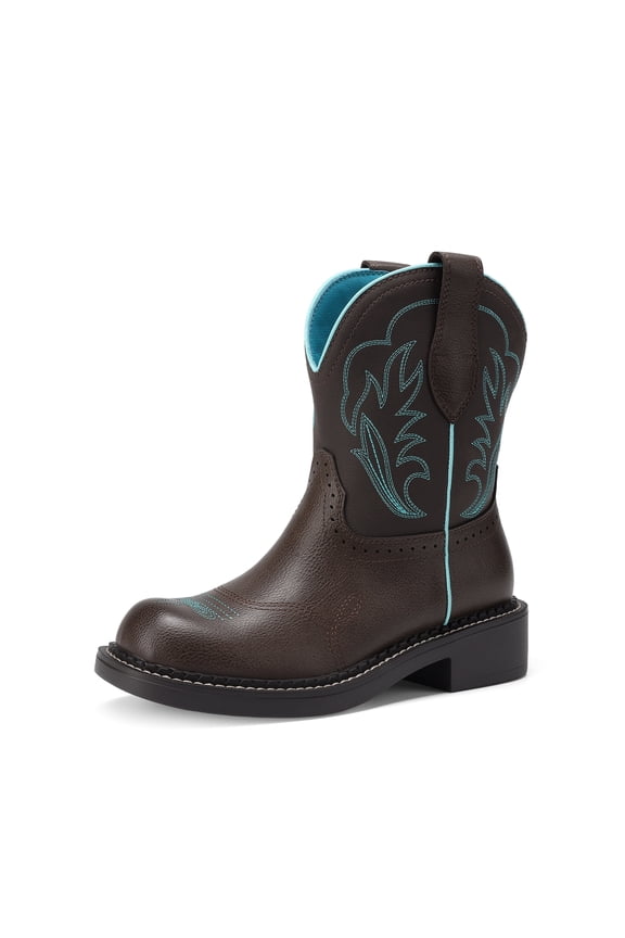 Women's Mid-Calf Cowboy Cowgirl Boots Embroidered Pull-On Western Boots
