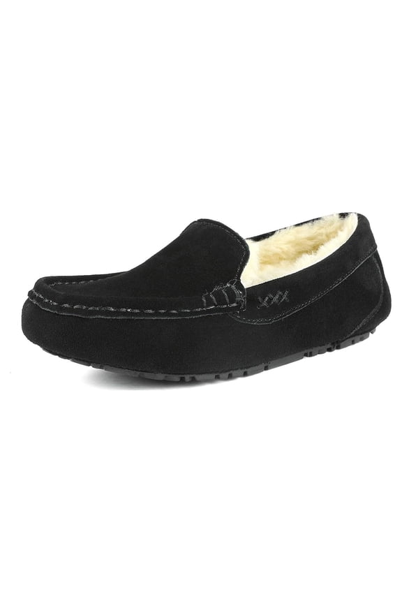 Women's Slip-On Loafer Slippers: Fuzzy Cozy Faux Fur & Micro Suede Moccasins for Indoor/Outdoor