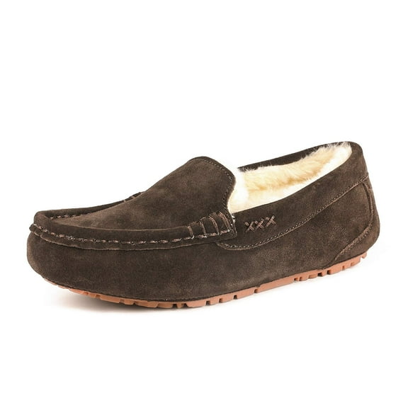 Dream Pairs Women's Slip-On Loafer Slippers: Fuzzy Cozy Faux Fur & Micro Suede Moccasins for Indoor/Outdoor