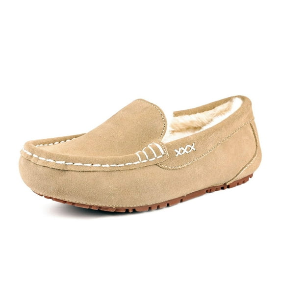 Dream Pairs Women's Slip-On Loafer Slippers: Fuzzy Cozy Faux Fur & Micro Suede Moccasins for Indoor/Outdoor