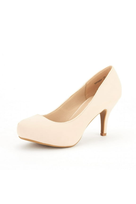 Women's New Classic Elegant Party Wedding Shoes Versatile Low Stiletto Heel Dress Platform Pumps Shoes NUDE/NUBUCK TIFFANNY size 7