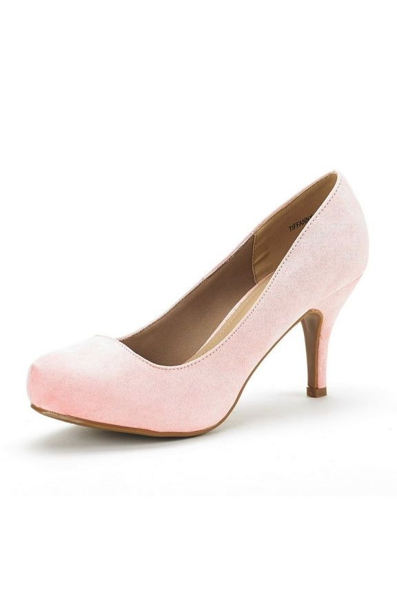 Women's New Classic Elegant Party Wedding Shoes Versatile Low Stiletto Heel Dress Platform Pumps Shoes PINK/SUEDE TIFFANNY size 10