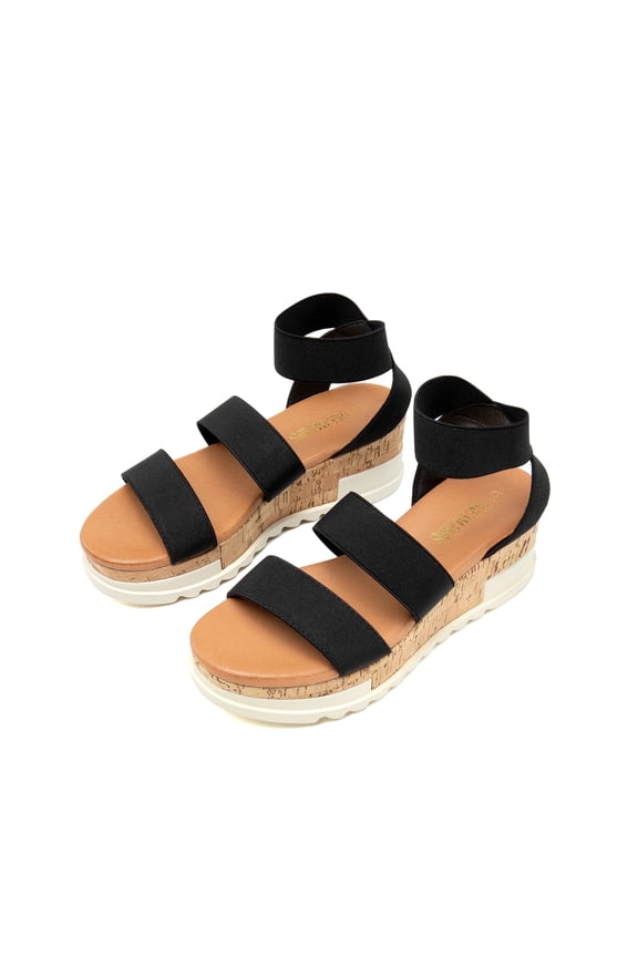 Women's Open Toe Ankle Strap Casual Flatform Platform Sandals BLACK size 8.5