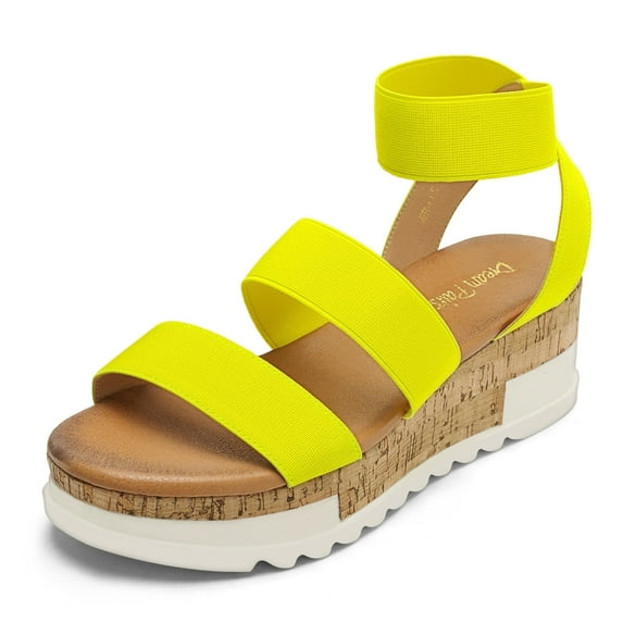 DREAM PAIRS Women's Open Toe Ankle Strap Casual Flatform Platform Sandals REED-1 NEON/LIME size 8.5