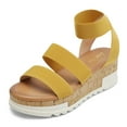 thumbnail image 1 of DREAM PAIRS Women's Open Toe Ankle Strap Casual Flatform Platform Sandals REED-1 YELLOW size 8, 1 of 7