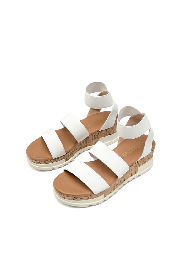 Women's Open Toe Ankle Strap Casual Flatform Platform Sandals WHITE size 8