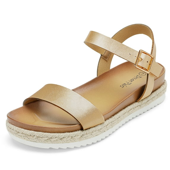 DREAM PAIRS Women’s Open Toe Ankle Strap Espadrille Casual Flatform Platform Wedge